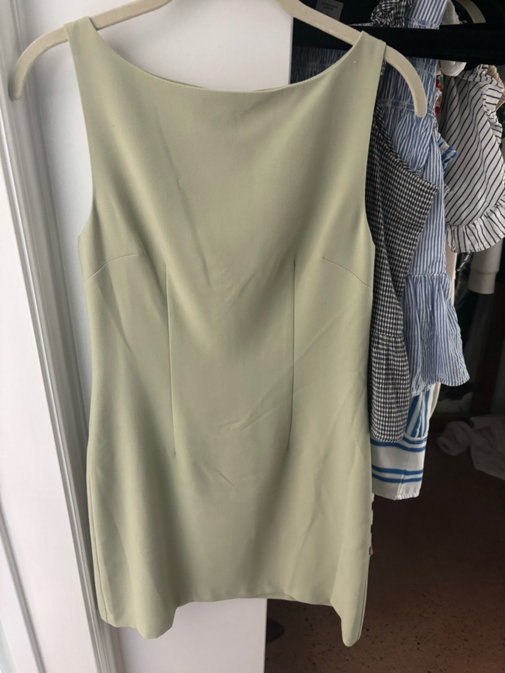 Wayf Sleeveless Mini Dress in Light Sage Green